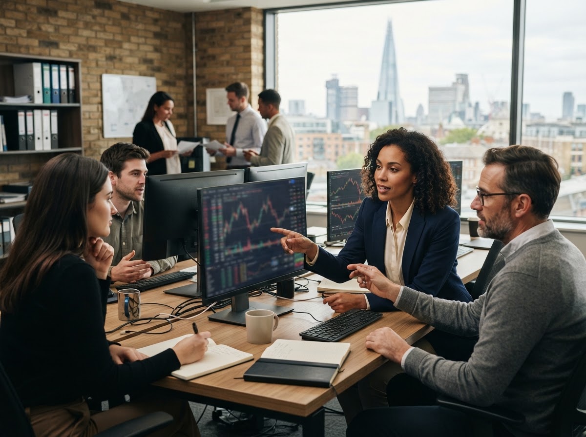 Immediate Energy Trading team reviewing predictive modelling reports